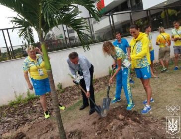 Украинские олимпийцы высадили дерево в Рио-де-Жанейро